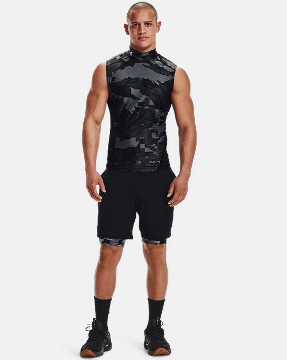 Men's UA Iso-Chill Compression Mock Printed Sleeveless, Black, pdpMainDesktop image number 0